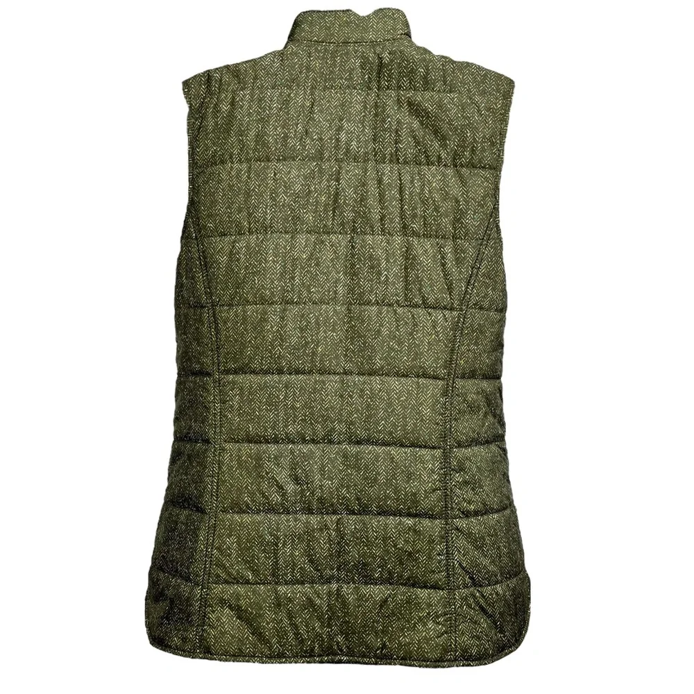 J.‎ Jill Women’s Small Balsam Green Herringbone Chevron Print Puffer Vest